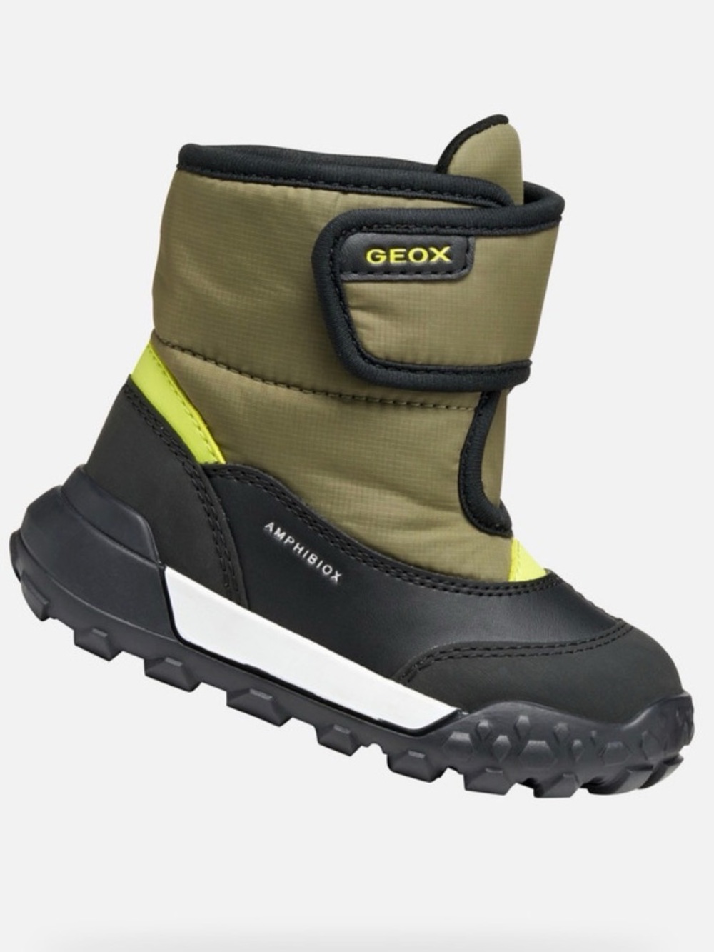 Geox Kids Olive, Black and Lime Waterproof Winter Boot